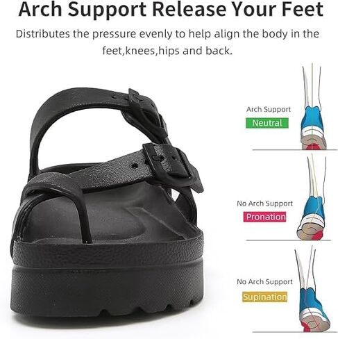 Scecocrs Women's Platform Flip Flops with Arch Support, Eva Lightweight Chunky Slide Sandals for Women, Fashion Comfort Summer Beach Sandal with Adjustable Buckle, Sandalias De Plataforma Para Mujer in Saudi Arabia
