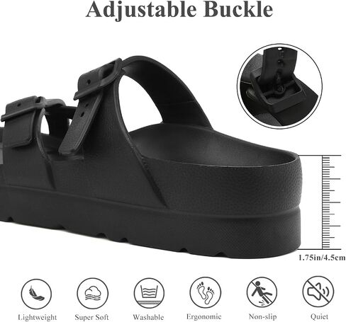 Scecocrs Women's Platform Flip Flops with Arch Support, Eva Lightweight Chunky Slide Sandals for Women, Fashion Comfort Summer Beach Sandal with Adjustable Buckle, Sandalias De Plataforma Para Mujer in Saudi Arabia