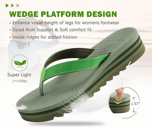 Kuailu Women's Flip Flops Ladies Yoga Mat Platform Thong Thong Thong Thong Womans Lightweight Slip on Beach Flip Flop Sandles ، وسادة ناعمة ، ودعم قوس in Kuwait