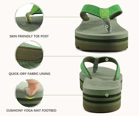 Kuailu Women's Flip Flops Ladies Yoga Mat Platform Thong Thong Thong Thong Womans Lightweight Slip on Beach Flip Flop Sandles ، وسادة ناعمة ، ودعم قوس in Kuwait