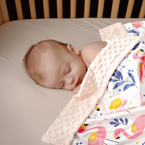 Baby Blankets for Girls with Strawberry Pink, Super Soft Plush Lightweight Nursery Bed Blanket for Newborn Infant Toddler, Cute Crib Throw Blanket with Double Layer Dotted Backing 30x40 Inch in Saudi Arabia