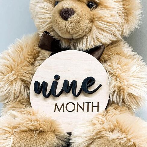 Baby Monthly Milestone, Wooden Baby Milestone Signs, Monthly Milestone Wood Discs, Baby Milestone Discs (3D Black) in Saudi Arabia