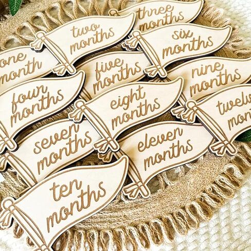 Baby Monthly Milestone, Wooden Baby Milestone Signs, Monthly Milestone Wood Discs, Baby Milestone Discs (3D Black) in Saudi Arabia