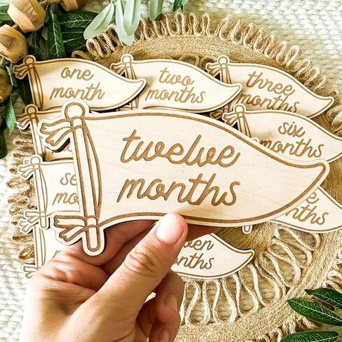 Baby Monthly Milestone, Wooden Baby Milestone Signs, Monthly Milestone Wood Discs, Baby Milestone Discs (3D Black) in Saudi Arabia