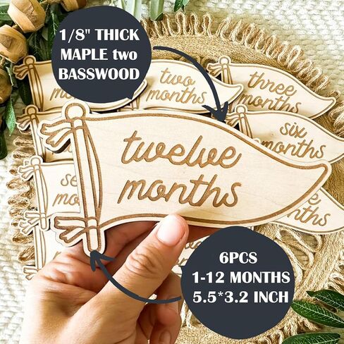 Baby Monthly Milestone, Wooden Baby Milestone Signs, Monthly Milestone Wood Discs, Baby Milestone Discs (3D Black) in Saudi Arabia
