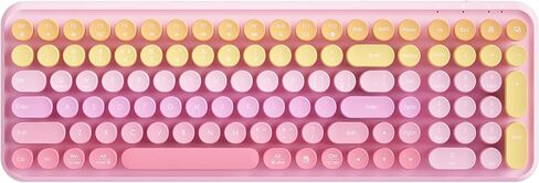Typewriter Keyboard Wireless 2.4GHz Rechargeable Membrane Gaming Keyboard Linear Mechanical-Feel Switch Compact 106-Key with Numpad Retro Round Keycaps Ergonomic for Win/Mac, Purple in Saudi Arabia