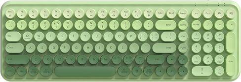 Typewriter Keyboard Wireless 2.4GHz Rechargeable Membrane Gaming Keyboard Linear Mechanical-Feel Switch Compact 106-Key with Numpad Retro Round Keycaps Ergonomic for Win/Mac, Purple in Saudi Arabia