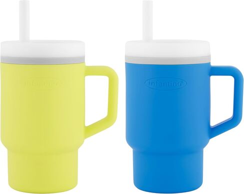 Infantino My 1st Tumbler – Adorable Miniature Tumblers with Leak-Resistant Straw and Toddler-Friendly Handle, Encourages Hydration, Easy to Clean, 9 fl. oz, 2 Pack, Lilac & Ocean in Saudi Arabia