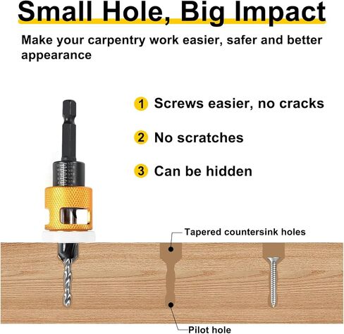 Kodilin 5PCS Countersink Drill Bit Set with Low Friction Depth Stop & Replaceable HSS M2 Drill Bit, Counter Sink Drill Bit for Wood, Plastic, Woodworking, with 1/4" Quick Change Hex Shank & Case in Saudi Arabia