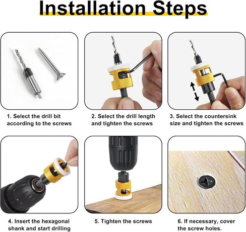 Kodilin 5PCS Countersink Drill Bit Set with Low Friction Depth Stop & Replaceable HSS M2 Drill Bit, Counter Sink Drill Bit for Wood, Plastic, Woodworking, with 1/4" Quick Change Hex Shank & Case in Saudi Arabia