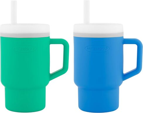 Infantino My 1st Tumbler – Adorable Miniature Tumblers with Leak-Resistant Straw and Toddler-Friendly Handle, Encourages Hydration, Easy to Clean, 9 fl. oz, 2 Pack, Lilac & Ocean in Saudi Arabia