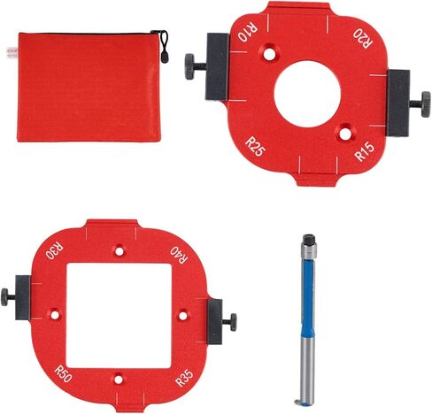 2 Pcs Router Corner Radius Template Router Radius Jig Aluminum Alloy Router Templates R10-R50 Use for Woodworking Router Corner Jigs with Router Table with Trimming Cutter and Storage Bag (Red) in Kuwait