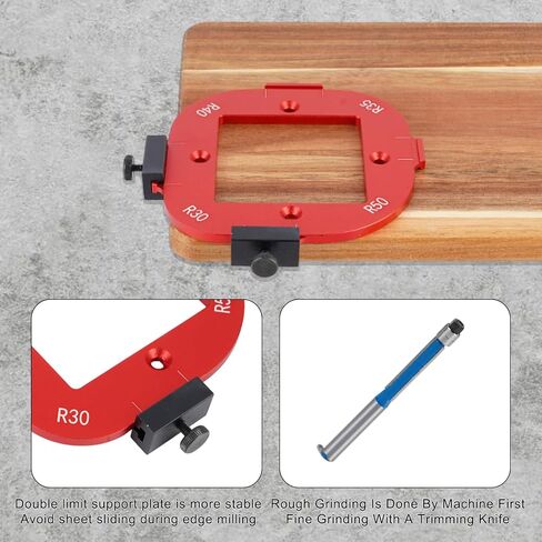 2 Pcs Router Corner Radius Template Router Radius Jig Aluminum Alloy Router Templates R10-R50 Use for Woodworking Router Corner Jigs with Router Table with Trimming Cutter and Storage Bag (Red) in Kuwait