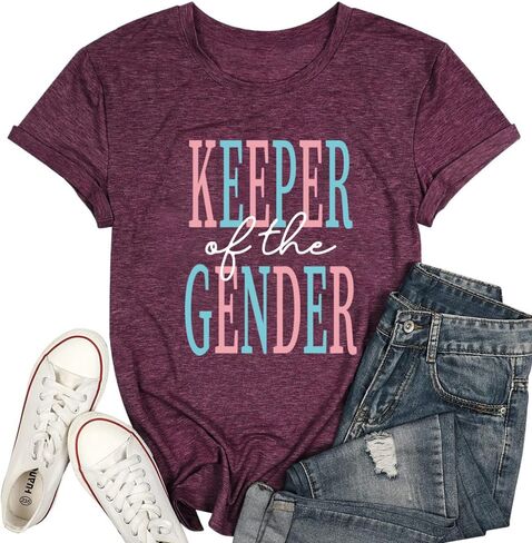 Keeper of The Gender Shirts for Women Gender Reveal Tshirt Funny Pregnancy Announcement Tee for Maternity Mom Tops in Saudi Arabia