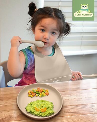 Classic Toddler Plates with Suction 2 Pcs, BPA Free Silicone Baby Suction Plates, Stick Dinner Dishes for Baby Toddler Kids, Dishwasher Safe, Stackable in Kuwait