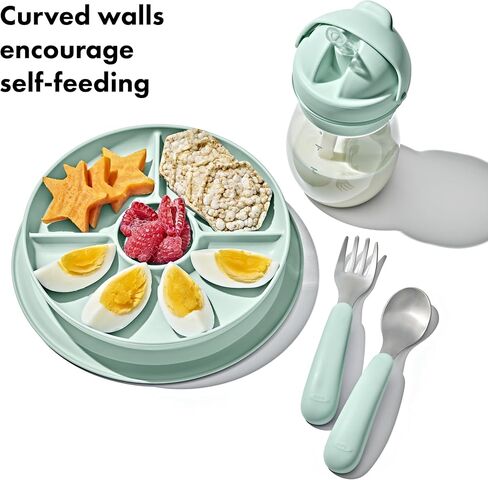 OXO Tot Stick and Stay Suction Divided Plate - Opal (Pack of 2) in Saudi Arabia