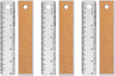 Metal Ruler 6 Inch 12 Inch Stainless Steel Metal Ruler with Cork Backing, Non-Slip Rulers with Inch and Centimeters, Straight Edge Cork Base Rulers for Student School Office Drafting Tools in Kuwait