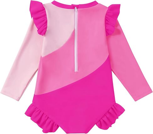 WISREMT Toddler Girl UPF 50+ Rash Guard Swimwear Baby Kids Sun Protection Long Sleeve One Piece Swimsuit UV Bathing Suit 1-4T in Saudi Arabia