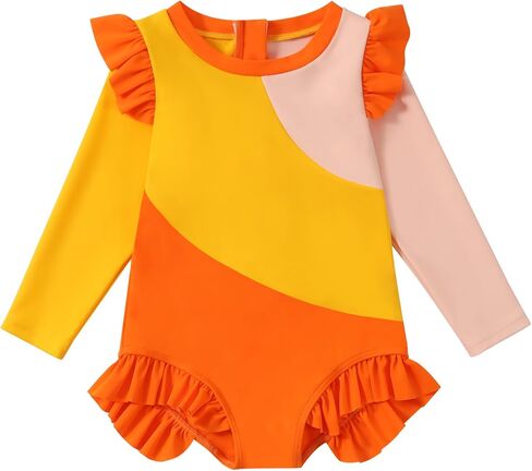 WISREMT Toddler Girl UPF 50+ Rash Guard Swimwear Baby Kids Sun Protection Long Sleeve One Piece Swimsuit UV Bathing Suit 1-4T in Saudi Arabia