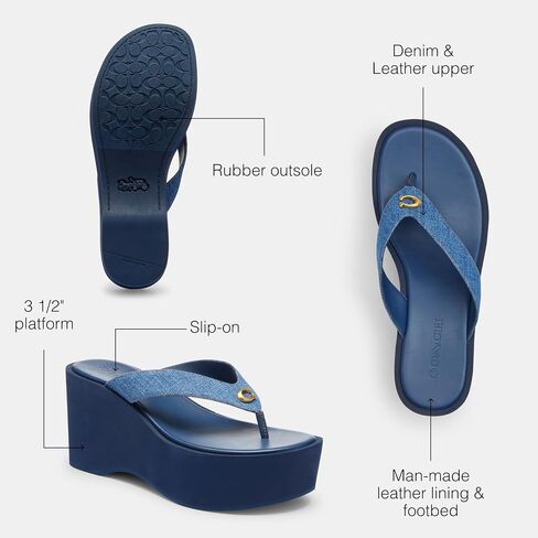 Coach Women's Denim Sculpted C Platform Flip Flop in Saudi Arabia