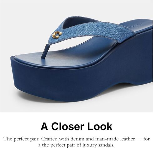 Coach Women's Denim Sculpted C Platform Flip Flop in Saudi Arabia
