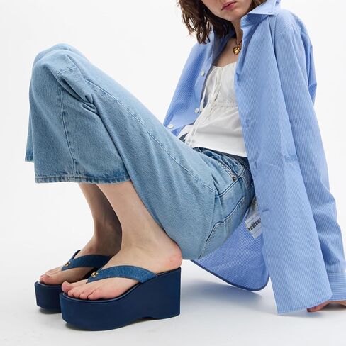Coach Women's Denim Sculpted C Platform Flip Flop in Saudi Arabia