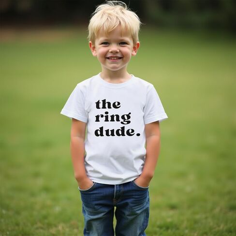 boutikome the Ring Shirt Toddler Baby Boys Ring Bearer T-Shirt Tees Tees Bridal Party Short Sleeve Top Summer Silver in Kuwait
