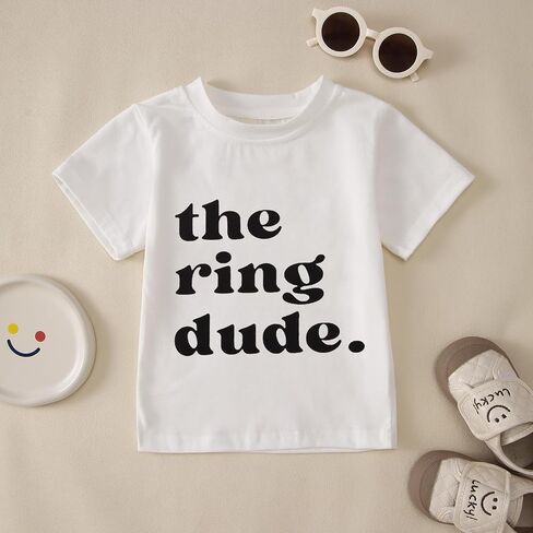 boutikome the Ring Shirt Toddler Baby Boys Ring Bearer T-Shirt Tees Tees Bridal Party Short Sleeve Top Summer Silver in Kuwait