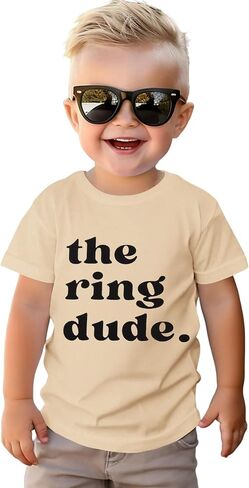 boutikome the Ring Shirt Toddler Baby Boys Ring Bearer T-Shirt Tees Tees Bridal Party Short Sleeve Top Summer Silver in Kuwait