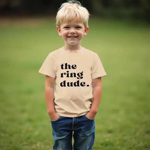 boutikome the Ring Shirt Toddler Baby Boys Ring Bearer T-Shirt Tees Tees Bridal Party Short Sleeve Top Summer Silver in Kuwait