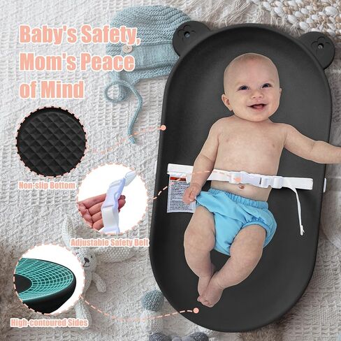 Changing Pad, Wipeable Diaper Changing Pad with Safety Belt for Changing Table, Nursery, Dresser, EVA Non-Slip Baby Changing Table Pad, Black in Saudi Arabia