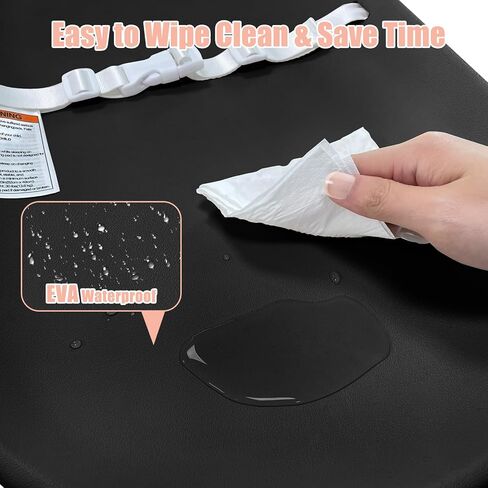 Changing Pad, Wipeable Diaper Changing Pad with Safety Belt for Changing Table, Nursery, Dresser, EVA Non-Slip Baby Changing Table Pad, Black in Saudi Arabia