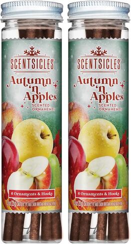 Scentsicles White Winter Fir and Snowberry Pine Scented Christmas Ornaments with Hooks - 2 Pack (2 Bottles, 12 Sticks Total) in Saudi Arabia
