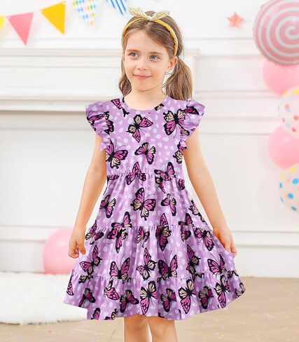 الفتاة الصيفية الفتاة غلاف الكشكش جبل A-LINE TIERDER SWAND غير رسمي لطيف TWIRL SUNDRESS لمدة 2-6 سنوات in Kuwait