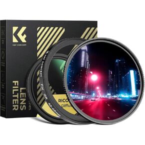 K&F Concept Black Diffusion 1/4 +MCUV Protection Filter +42-49mm Adapter Ring Kit for Ricoh GR IIIx GR IIIx HDF GR3x HDF GR III GR III HDF GR3 HDF GR II GR2