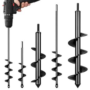 4 Pack Auger Drill Bit for Planting, Garden Auger Spiral Drill Bit, Bulb Planter Tool for Bedding Plants Tulip Digging Holes (1.6"x8.7", 2"x14.6", 2.8"x11.8", 4"x15.8")