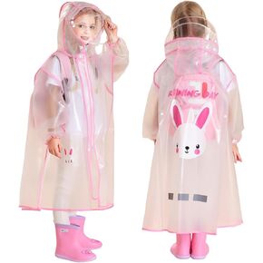 Kids Rain Poncho Kids Rain Rain Stuff For Boys and Girls - Eva Kids Rain Poncho (M ، Pink)