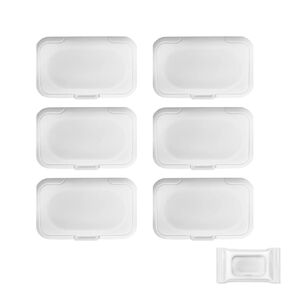 Baby Wet Towel Cover et Towel Cover Flip Cover for Cover Portable Wet Towel Holder Container (White, 6 Pcs)