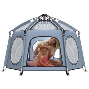 Portable Playpen for Babies and Toddlers: 1-Second Setup, Ultra-Light & Sturdy | Indoor/Outdoor Pop up Playpen with UPF50+ Canopy, Bug Net & Carry Bag (Playard Safety Certified)