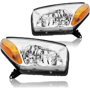 Headlights Assembly compatible with 2006 2007 2008 Toyota RAV4 Halogen Type Headlamp, Chrome Housing