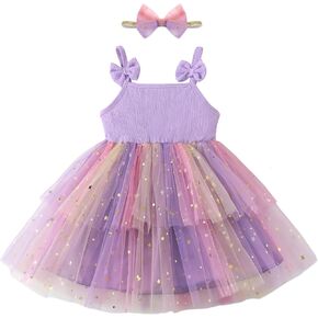 Toddler Baby Girl Dress Summer Sleeveless Cake Smash Tutu Dress Birthday Princess Party Photo Shoot Outfit 3M-4T