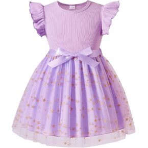 Toddler Girls Tulle Dress Baby Girl Summer Dress Ruffle Sleeveless Birthday Party Princess Causal Tutu Sundress 2-7Y