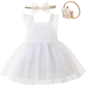 Toddler Baby Girl Flower Dresses Summer Backless Bowknot Princess Dress Wedding Birthday Party Tulle Dress