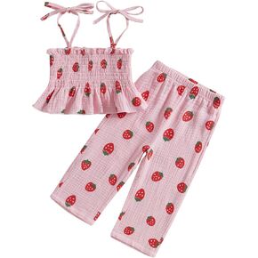 Easter Outfit Toddler Baby Girl Smocked Dress T-shirt Bunny Carrot Tops Linen Long Pants Girls Summer Clothes Set