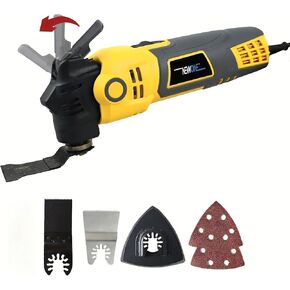 NEWONE Oscillating Tool 4 Amp Oscillating Multi-Tool Kit with 4° Oscillation Angle,6 Variable Speed with 5-piece Electric Multitool Blades (Yellow Black)