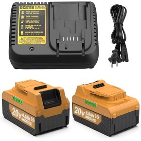 Energup Replacement for Dewalt 20V Battery and Charger, Compatible with dewalt 20v max Battery DCB206 DCB204 DCB201 DCB200, with DCB107 DCB105 20V Dewlt Battery Charger (2Pack Blue)