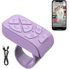 Scrolling Ring for Tiktok, Scrolling Ring for iPhone, Bluetooth Page Turner Remote Shutter Control Compatible with iOS and Android for Camear, Shorts Video, Read Electronic Books (Black)