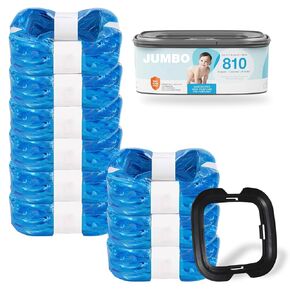 6pcs 26FT Compatible with Diaper Genie Pails Jumbo Diaper Pail Refills Classic/Compact/Select 810 Count(with a Disposable Cap)