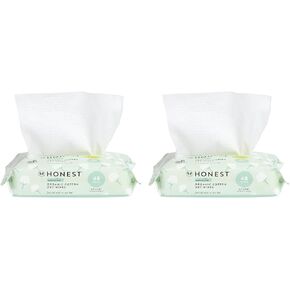 The Honest Company 100% Organic Cotton Dry Wipes | Hypoallergenic for Sensitive Skin, Dermatologist Tested, Safe for Newborns | 96 Count (2 Packs of 48)