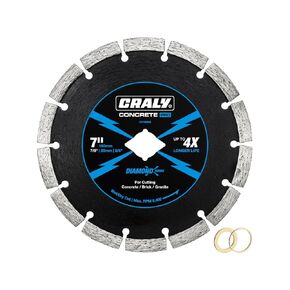 CRALY 7 Inch Super Thin Segmented Diamond Blade, 7/8 in Arbor, 7'' Diamond Stone Blade for Angle Grinder & Masonry Saw, Diamond Cutting Wheel for Cutting Concrete, Brick, Granite, Block